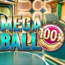 Mega Ball 100x by Evolution, showcased at lexcasino-lv.com – game logo